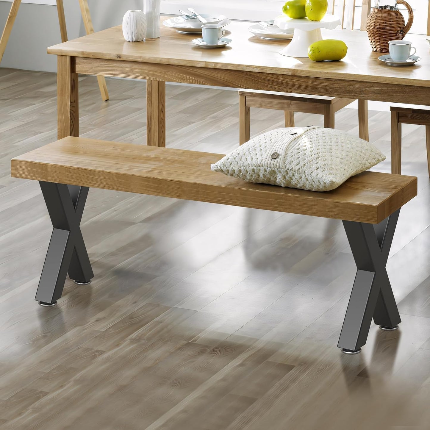28" Metal Coffee Table Legs, Sturdy Black Bench Legs, Suitable for DIY Furniture Legs, Dining Tables, End Table, Chair, Desks, and Benches - 71 cm H x 45 cm W, Set of 2 (28" X-Type)
