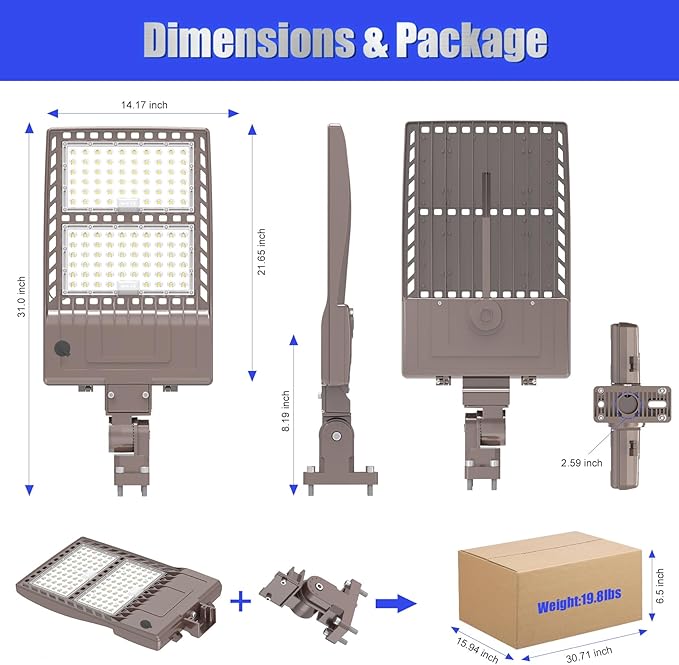 BBESTLED 4Pack 400W LED Parking Lot Light Dusk to Dawn Outdoor Lighting Arm - Image 5
