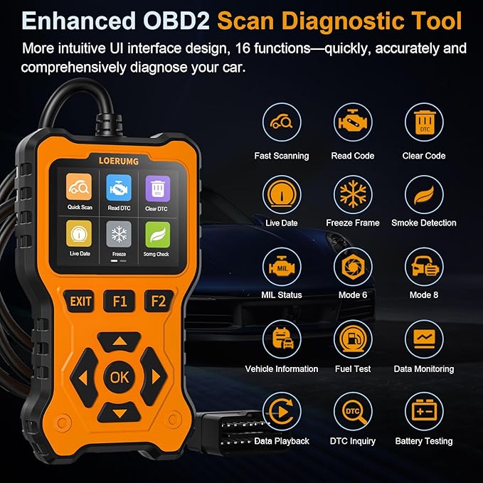 LOERUMG OBD2 Scanner Diagnostic Tool, Enhanced Check Engine Code Reader - Image 2