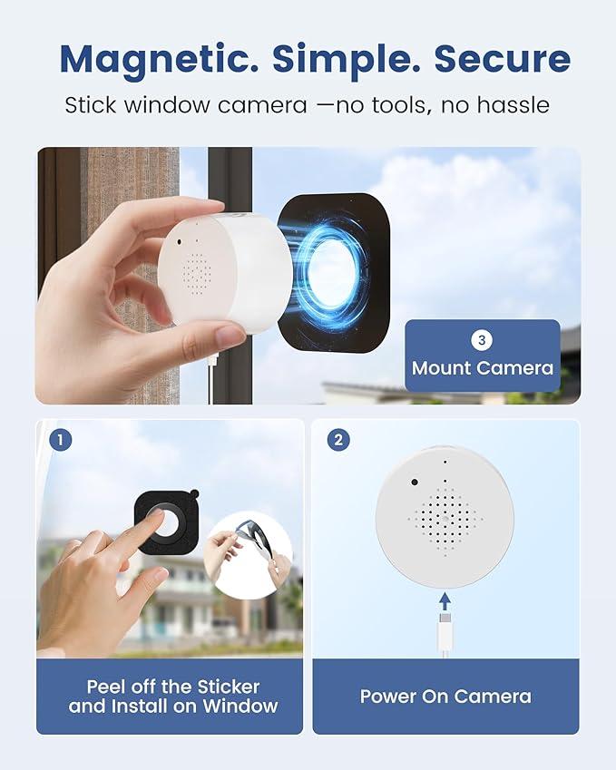 AKINGUAR 3MP 2K Window Camera, 2.4GHz WiFi Indoor Camera - Image 2