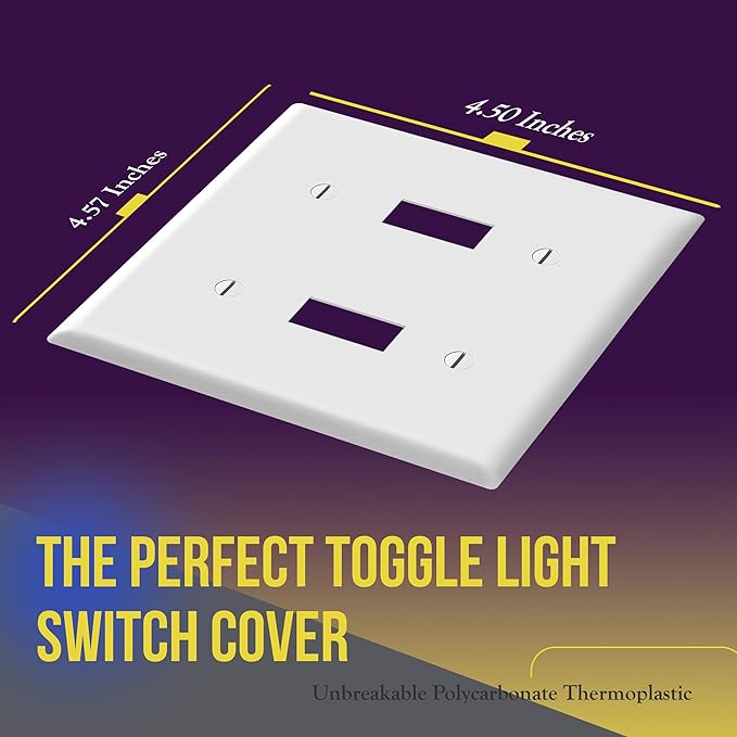 ENERLITES Double Toggle Switch Cover, Two Gang Light Switch Wall Plate - Image 2