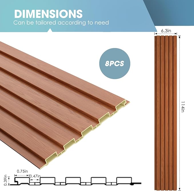 OUZUGIE WPC Acoustic Slat Wall Paneling, Living Room, TV Background, Study Room - Image 3