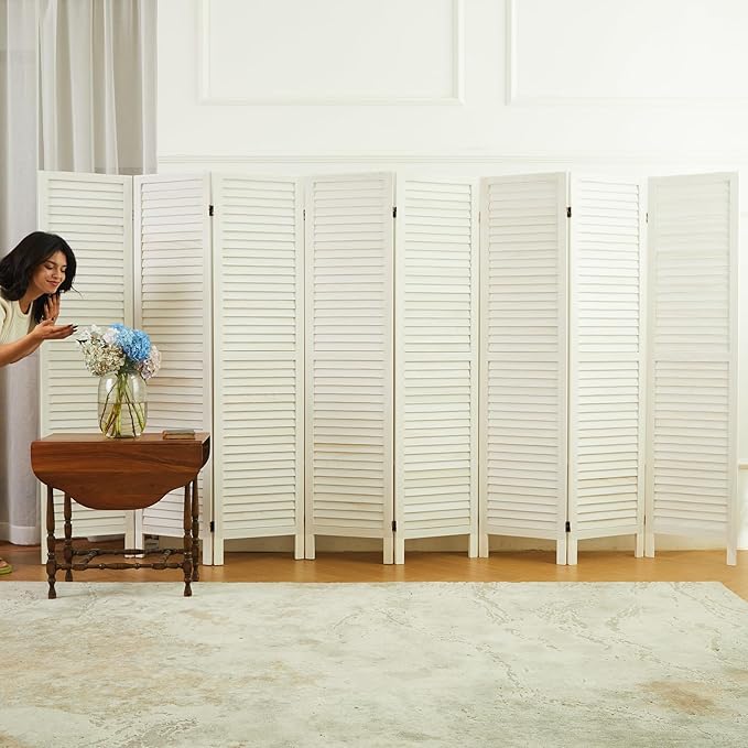 Room Dividers and Folding Privacy Screens, Wood Louvered Separators Divider Wall - Image 3
