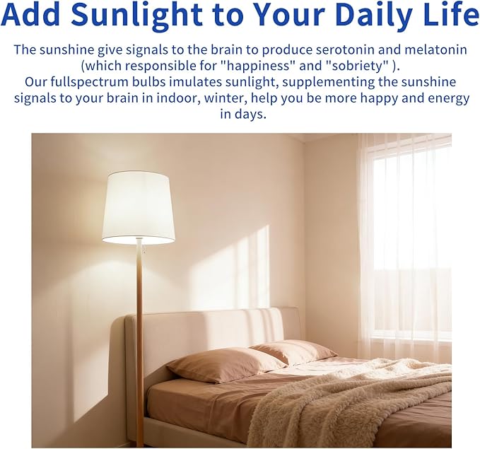 LQ BSDERA 2PK Full Spectrum Light Bulbs, 6000K Natural Light That Mimic Sunlight - Image 5