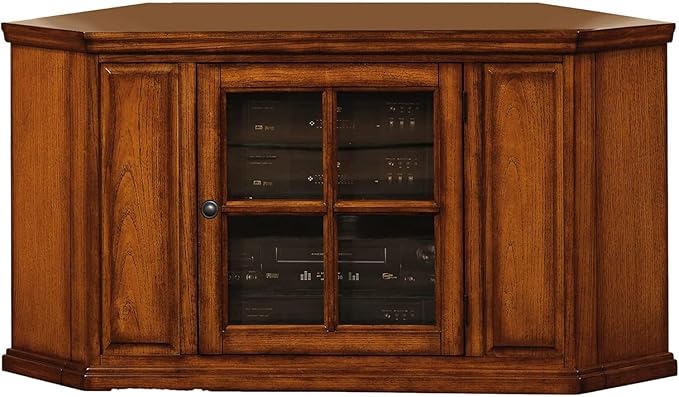 Opal Corner TV Stand for 50 Inch TVs, 46 Inch, Burnished Medium Oak, by LeickFurniture
