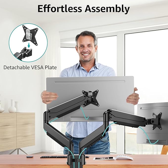MOUNT PRO Dual Monitor Stand for Max 43 Inch Ultrawide Computer Screen - Image 8