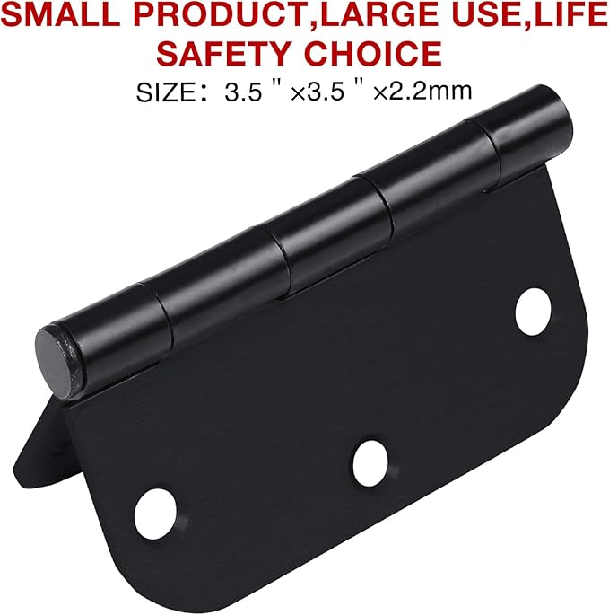 3 Pack Interior Matte Black Door Hinges Rounded 3.5 Inch x 3 1/2" Indoor Heavy - Image 6
