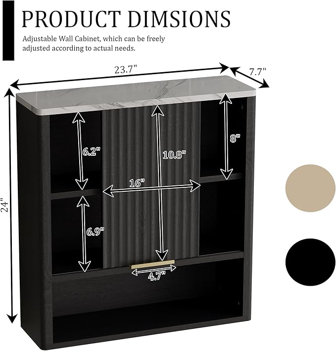 Bathroom Wall Cabinet, Fluted Medicine Cabinet - Image 2