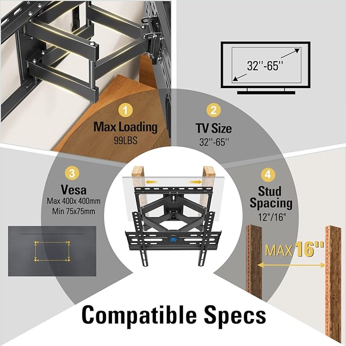 Mounting Dream TV Wall Mount for 32-65 Inch Television, Mount - Image 7