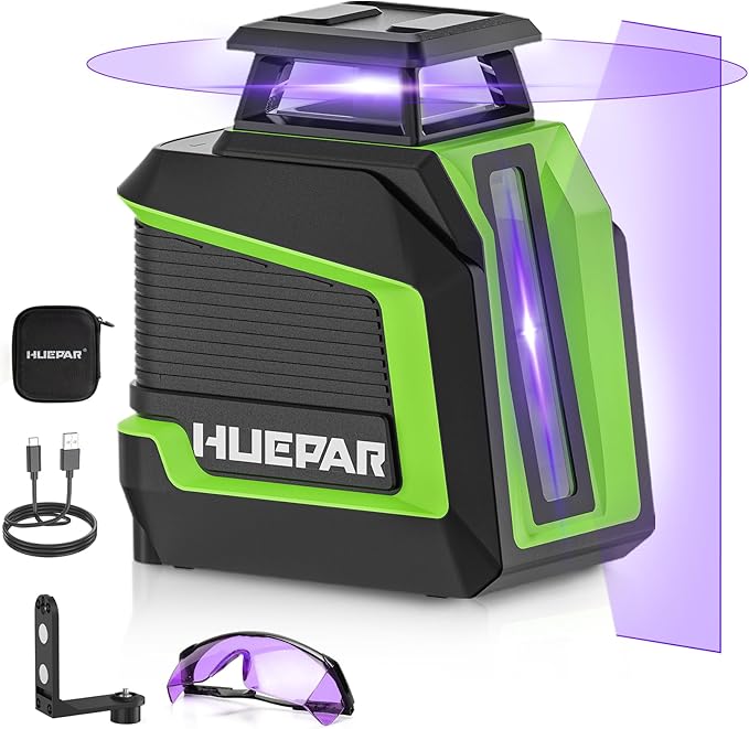 360° Laser Level, HUEPAR 82-165Ft 3 Brightness Levels Self Leveling Laser Level by Huepar