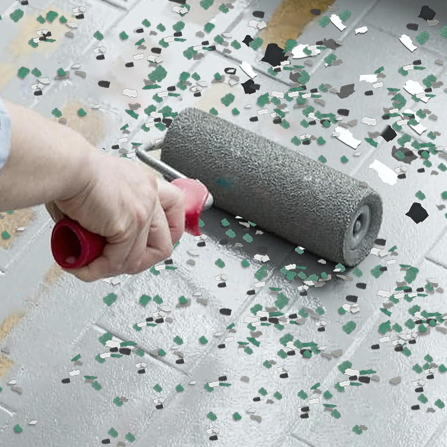 Biaungdo 360G Epoxy Floor Decorative Chips 3-5mm Green Black Gray White | Natural Rock Material, 4 Color Blend Mix, Easy Sprinkle And Coat, For Garage Basement Workshop Floor, Covers Dirt And Traces