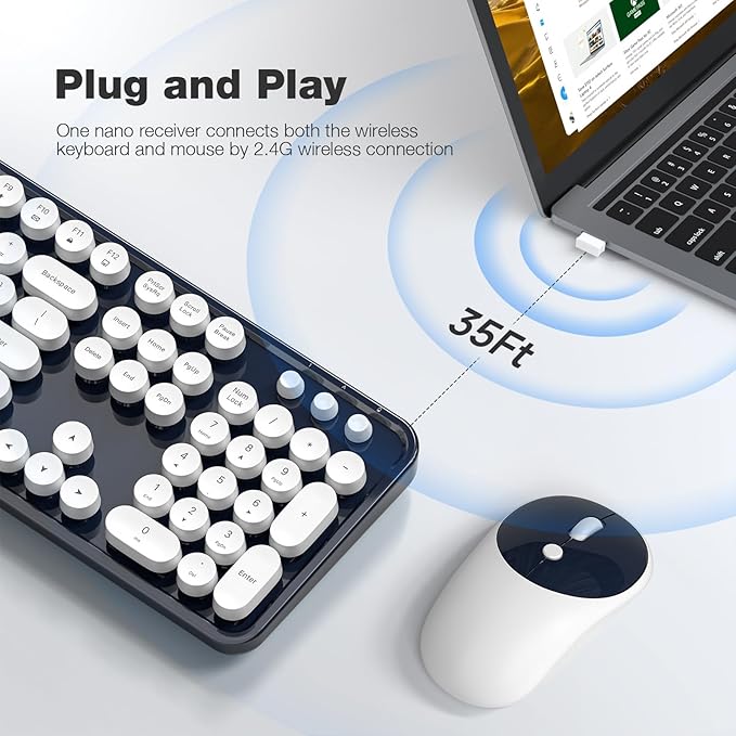 MOFII Wireless Keyboard and Mouse Combo, Computer Full Size 2.4G Plug and Play - Image 2