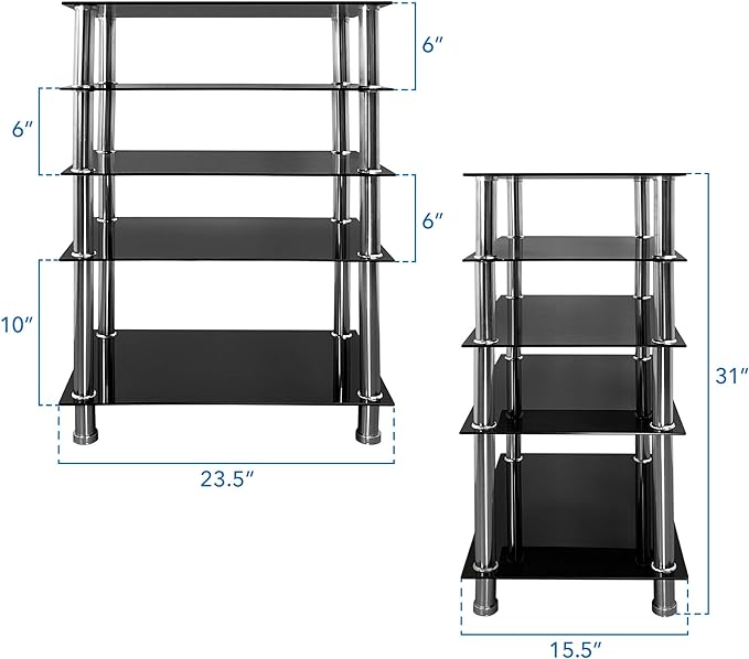 Mount-It! Tempered Glass AV Component Media Stand, Audio Tower and Media Center - Image 3