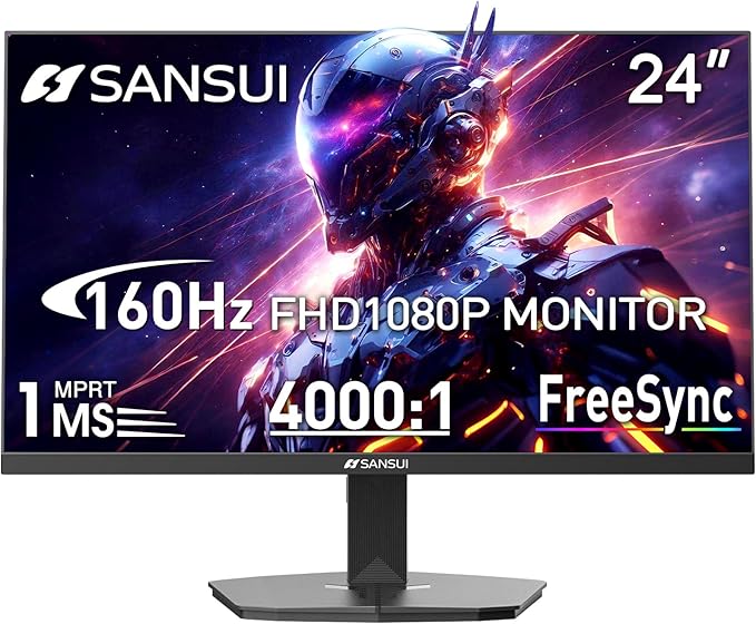 SANSUI 24 Inch Gaming Monitor 160Hz FHD 1080P Computer Monitor, FreeSync 1ms by SANSUI