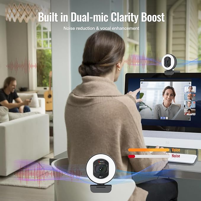 Angetube 4K Webcam with Light for PC: UHD 4K, TOF Auto Focus, Dual AI - Image 6