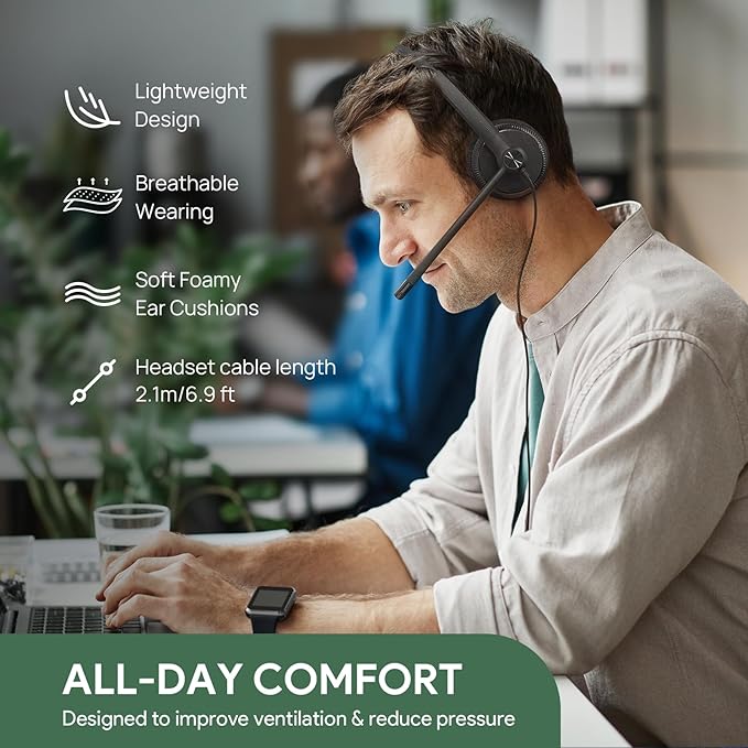 Yealink UH34 USB Headset with Mic, Single Ear Wired Headphones with Noise - Image 5