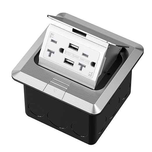 KYHSHJ 4.8A USB Chargers Pop Up Floor Waterproof Electrical Outlet Receptacle by KYHSHJ
