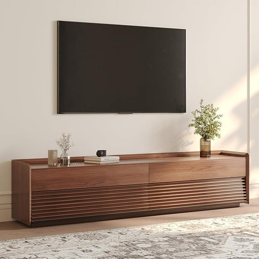POVISON Fully-Assembled Mid Century Modern TV Stand, 78.74" Wood Media Console by POVISON