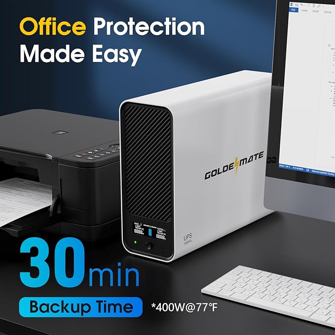GOLDENMATE 1000VA/800W Lithium UPS Battery Backup and Surge Protector, Sinewave - Image 7