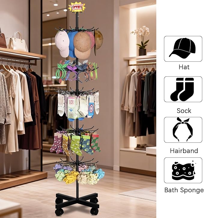 Exttlliy Retail Display Stand Store Display Rack 6 Tier Metal Spinning Display - Image 6