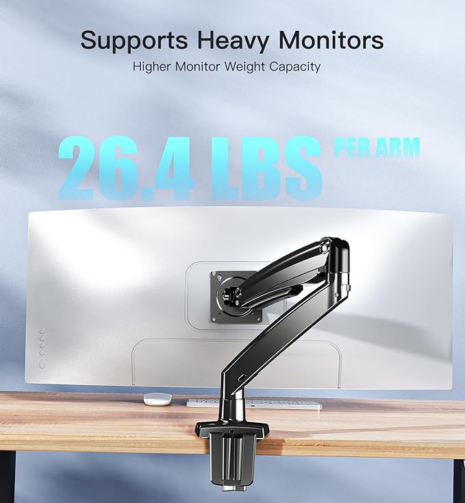 ​HUANUO Heavy Duty Monitor Arm for 49-Inch Ultrawide/Curved Screens, Full - Image 3