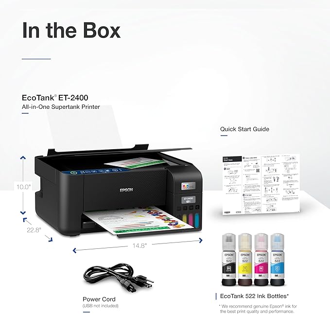 Epson EcoTank ET-2400 Wireless Color All-in-One Cartridge-Free Supertank Printer - Image 6