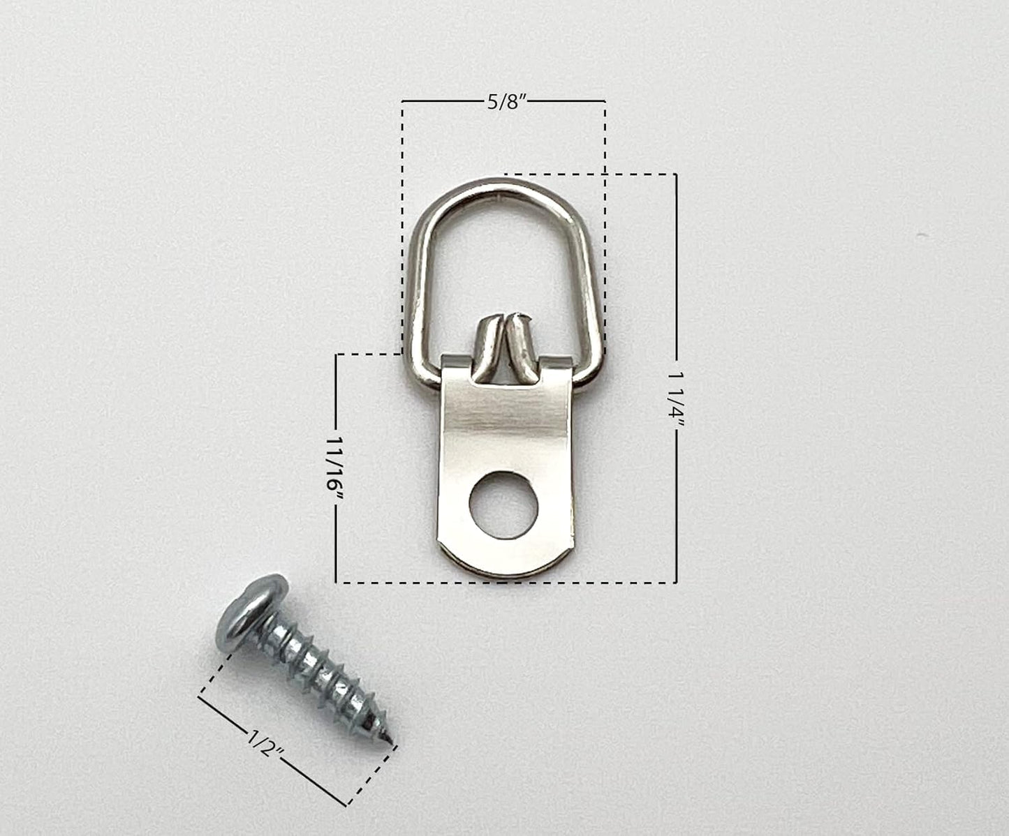 D Ring Picture Hangers with Screws - 100 Pack Bulk - Single Hole Small D Rings, Picture Hanging Hardware for Picture Frames, Photos, Canvas & Wall Decor - 10 lb Capacity - Apex Framing Supplies