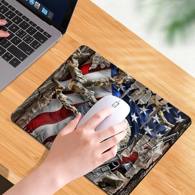 American Flag Eagle rip Oak camo Square Mouse pad, Waterproof, Anti Slip Rubber - Image 7