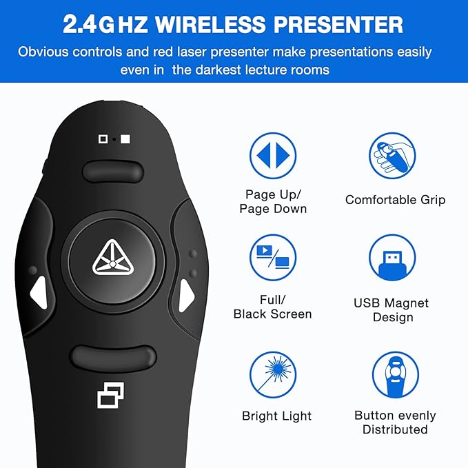 Rechargeable Presentation Clicker Wireless Presenter Remote USB Control - Image 2