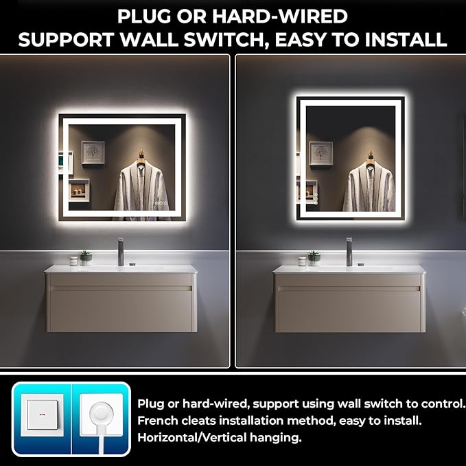 YEELAIT 36x30 Inch LED Bathroom Mirror - Image 7