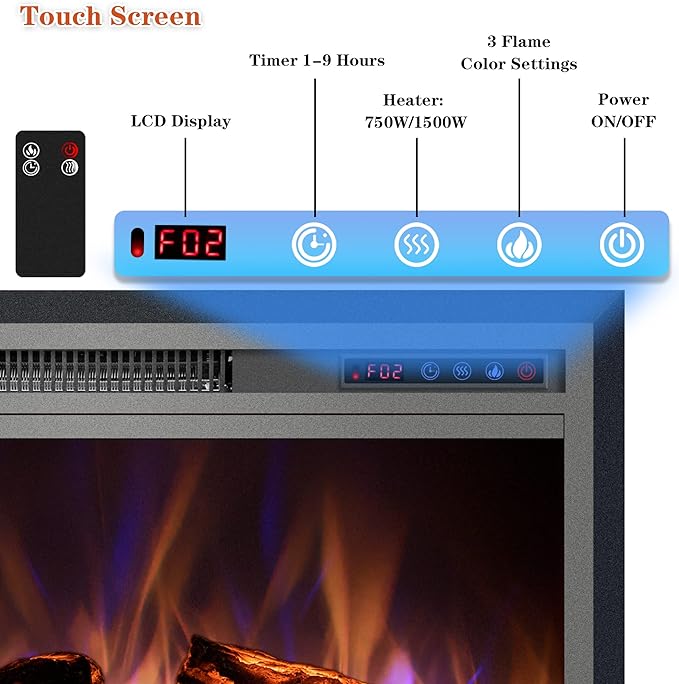 Electric Fireplace, Recessed Fireplace Heater - Image 2