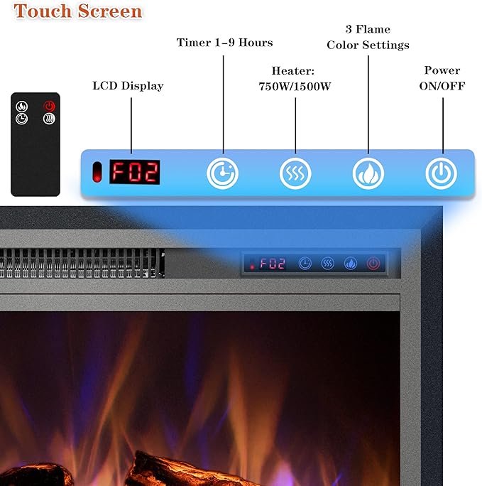 Electric Fireplace, Recessed Fireplace Heater - Image 2