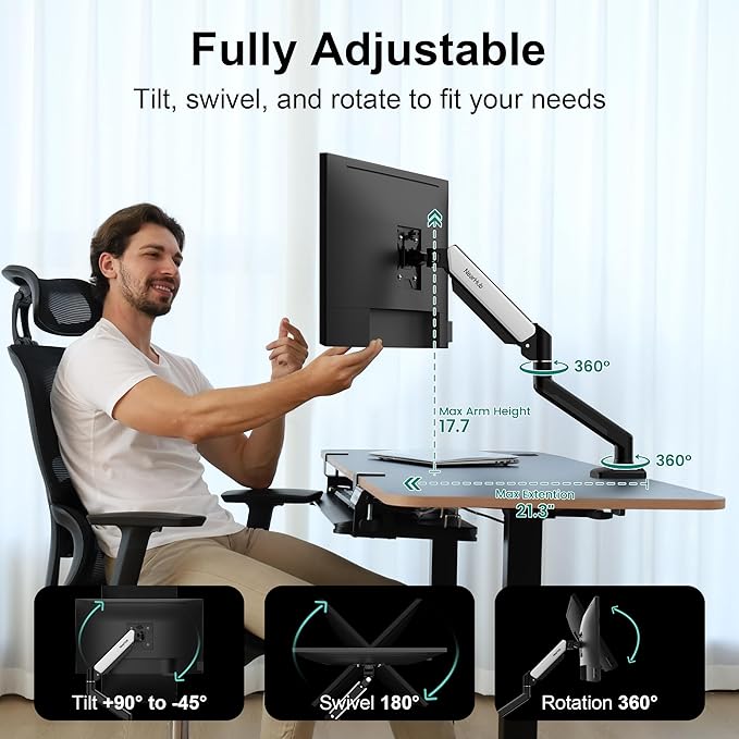 NearHub Single Monitor Mount, Each13-32 ” Up to 22 lbs Computer Screen - Image 7