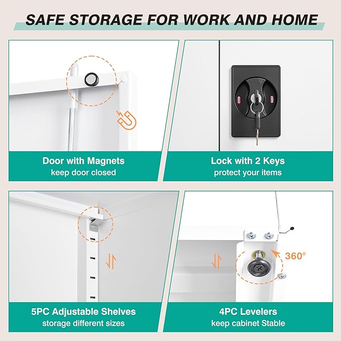 SISESOL Wide & Deep Metal Storage Storage Cabinet - Image 6