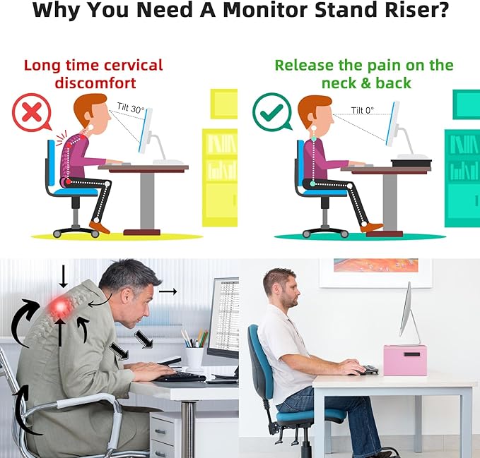Marbrasse Monitor Stand Riser, 16.5 Inch 2 Tier Computer Printer Shelf Stand - Image 5