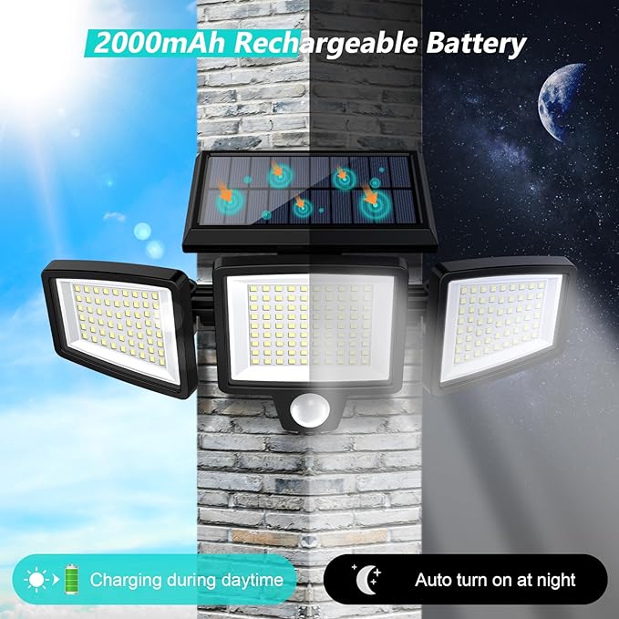 Tuffenough Solar Outdoor Lights 2500LM 210 LED Security Lights - Image 4
