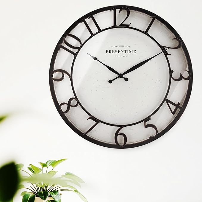 Presentime & Co 21" Farmhouse Series Wall Clock, Vintage Style, Retro Clock - Image 5