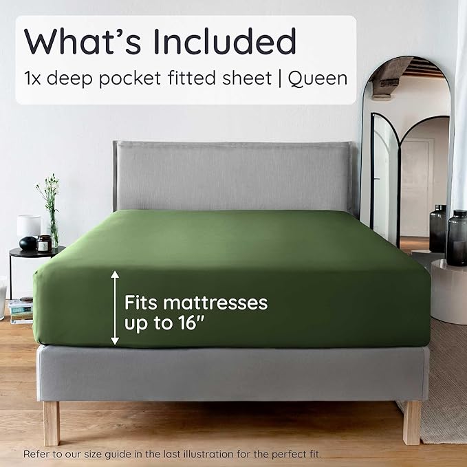 Bambaw 100% Viscose Derived from Bamboo Fitted Sheet Queen Size, Cooling Fitted - Image 2