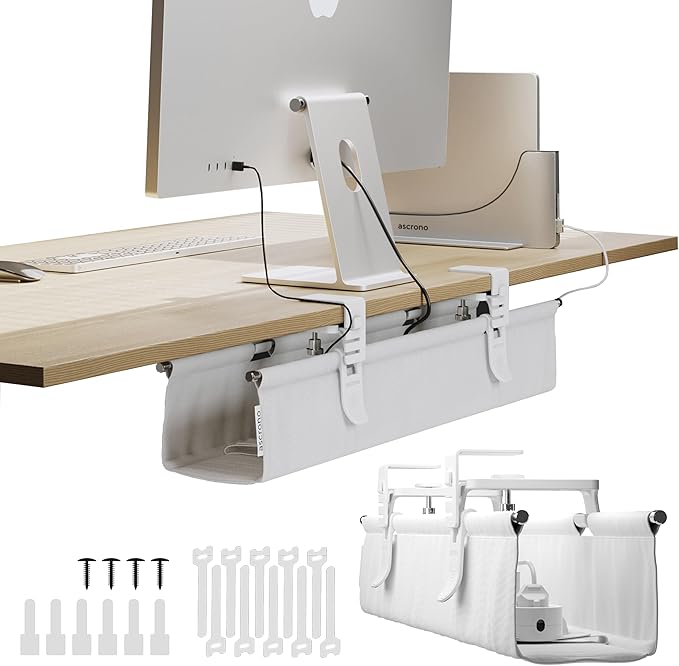 Ascrono Original No Drill Under Desk Cable Management Tray 27.3" by Ascrono