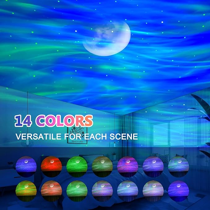 ELITUN Star and Aurora Night Light, Dual Effect Moon Galaxy Projector - Image 2