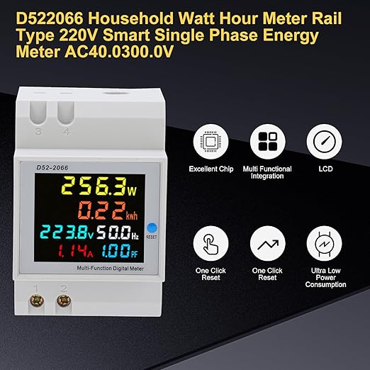 D52-2066 Single Phase Energy Meter - 220V AC 40V-300V 100A Household & - Image 3
