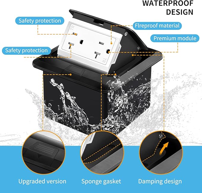 Vagueior Recessed Floor Electrical Outlet Kit, Waterproof Electrical Outlet - Image 3