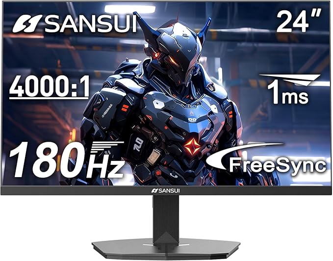 SANSUI 24 Inch Gaming Monitor 180Hz, DP 1.4 & HDMI 2.0 Ports High Refresh Rate by SANSUI