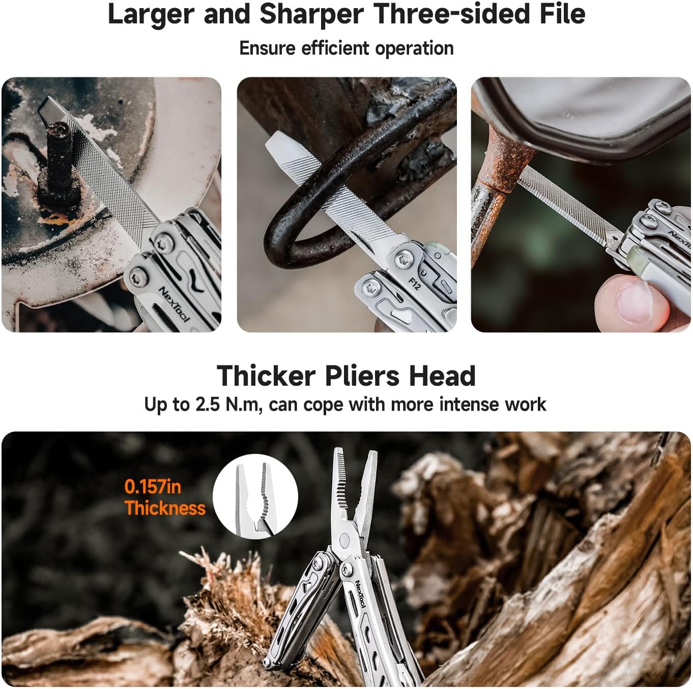 NexTool Mini Flagship F12 Keychain Multitool, Fifth Pocket Tools (Silver) | 15-in-1 Multi Tool, 80Cr14Mov Steel, Serrated Scissors, Thicken Pliers, Safety Lock Knife and File for EDC, Outdoor, DIY