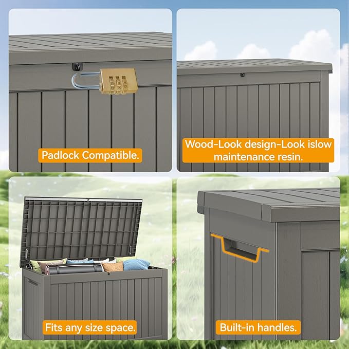 NUNU LAB 270 Gallon Large Resin Deck Box, Waterproof Outdoor Storage Box - Image 5