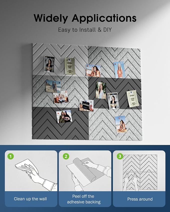 Woovio Sound Proof Foam Panels for Walls, 12 Pack Self-Adhesive Acoustic Panels - Image 7