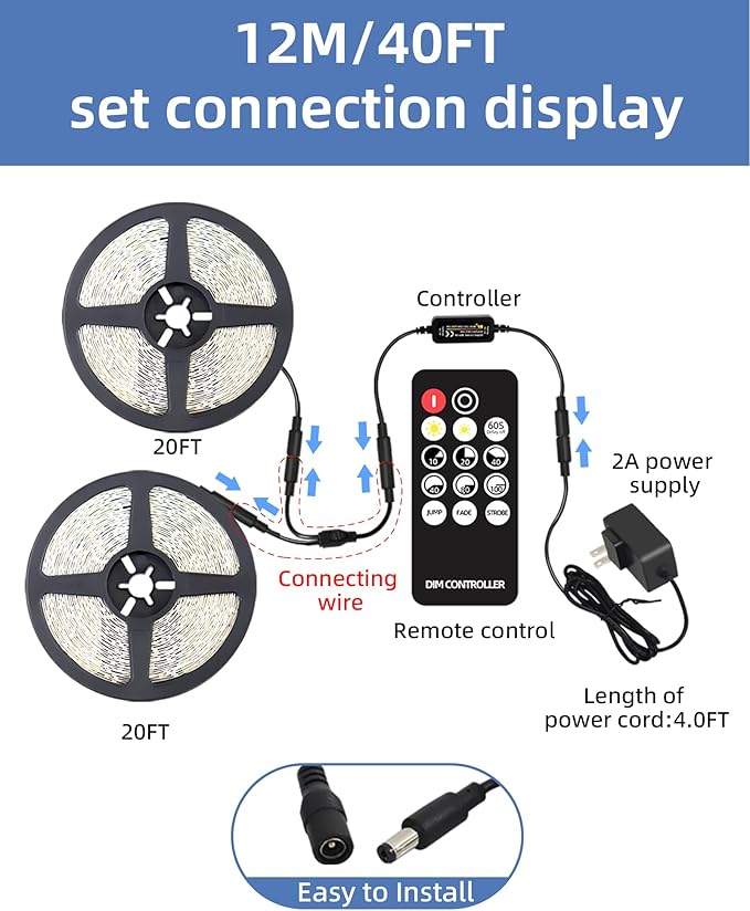 JNGMAIR 40ft LED Strip Lights - Image 5