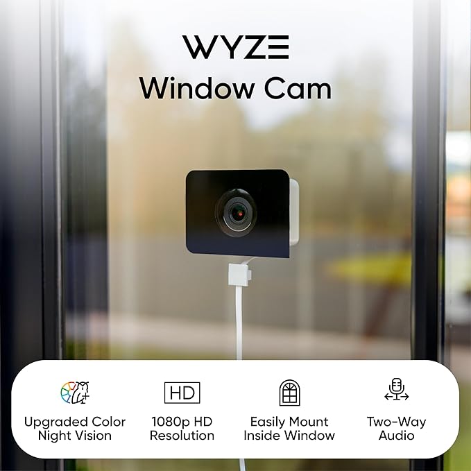 Wyze Window Camera, WiFi Indoor HD Home Security Camera, Upgraded Color Night - Image 2