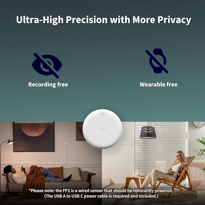 Aqara Presence Sensor FP2, mmWave Radar Wired Smart Motion Sensor, Zone - Image 6