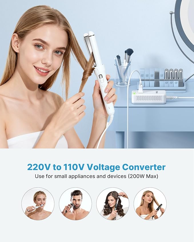 220V to 110V Converter for European Travel, VINTAR 200W Mini Universal Travel - Image 3
